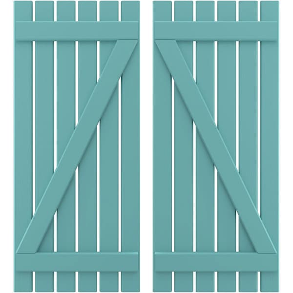 Ekena Millwork Americraft 6-Board (2 Batten) Wood Spaced Board-n-Batten Shutters w/ Z-Bar, ARW102SB623X77PTH, PR ARW102SB623X77PTH - main